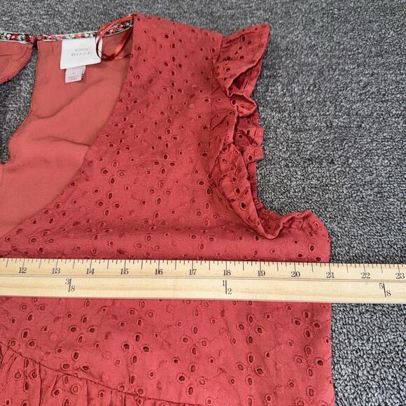 Knox Rose Eyelet Burnt Orange Boho Summer Lined Dress Size Large Cottage Core - Picture 6 of 6